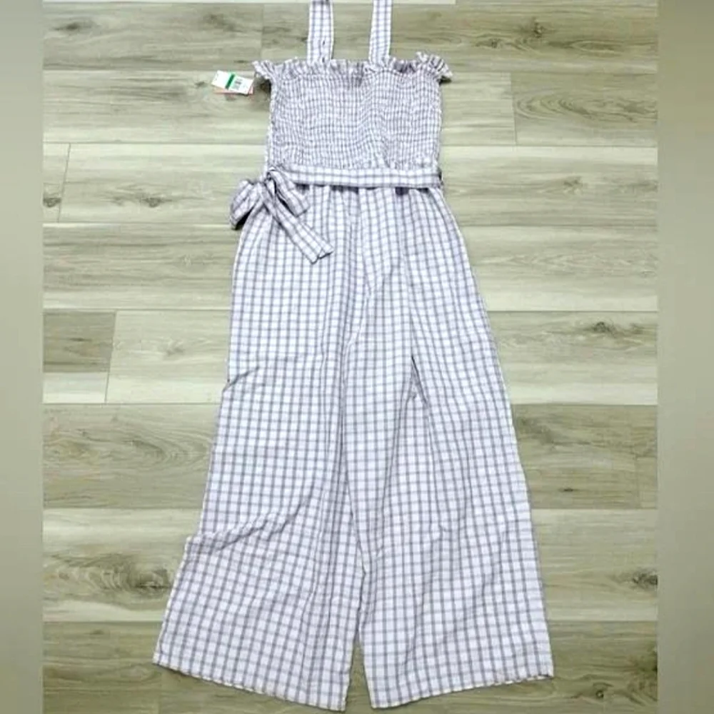 NWT RILEY & RAE | Checkered Smocked Jumpsuit - Picture 2 of 5